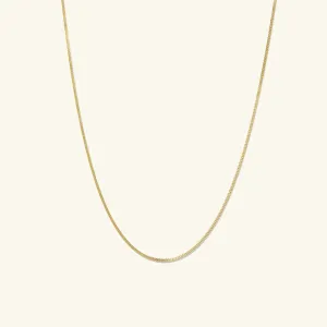 14K Gold Dainty Baby Curb Chain Necklace 16"-24"
