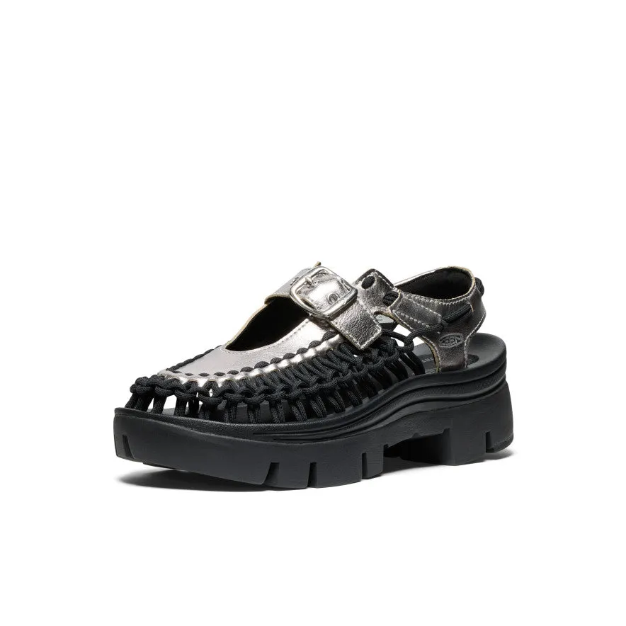 All Gender UNEEK PLT Mary Jane Sneaker  |  Silver/Black KEEN