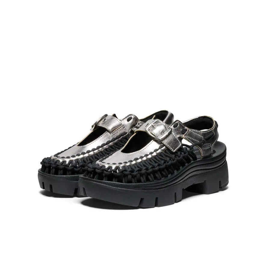 All Gender UNEEK PLT Mary Jane Sneaker  |  Silver/Black KEEN