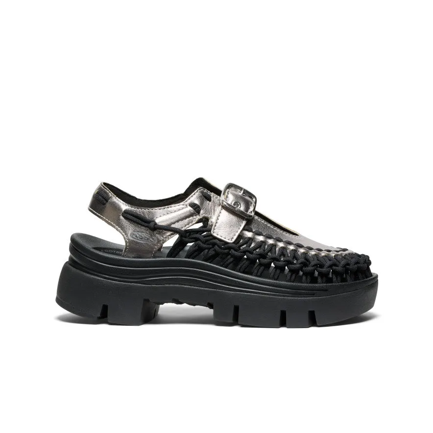 All Gender UNEEK PLT Mary Jane Sneaker  |  Silver/Black KEEN