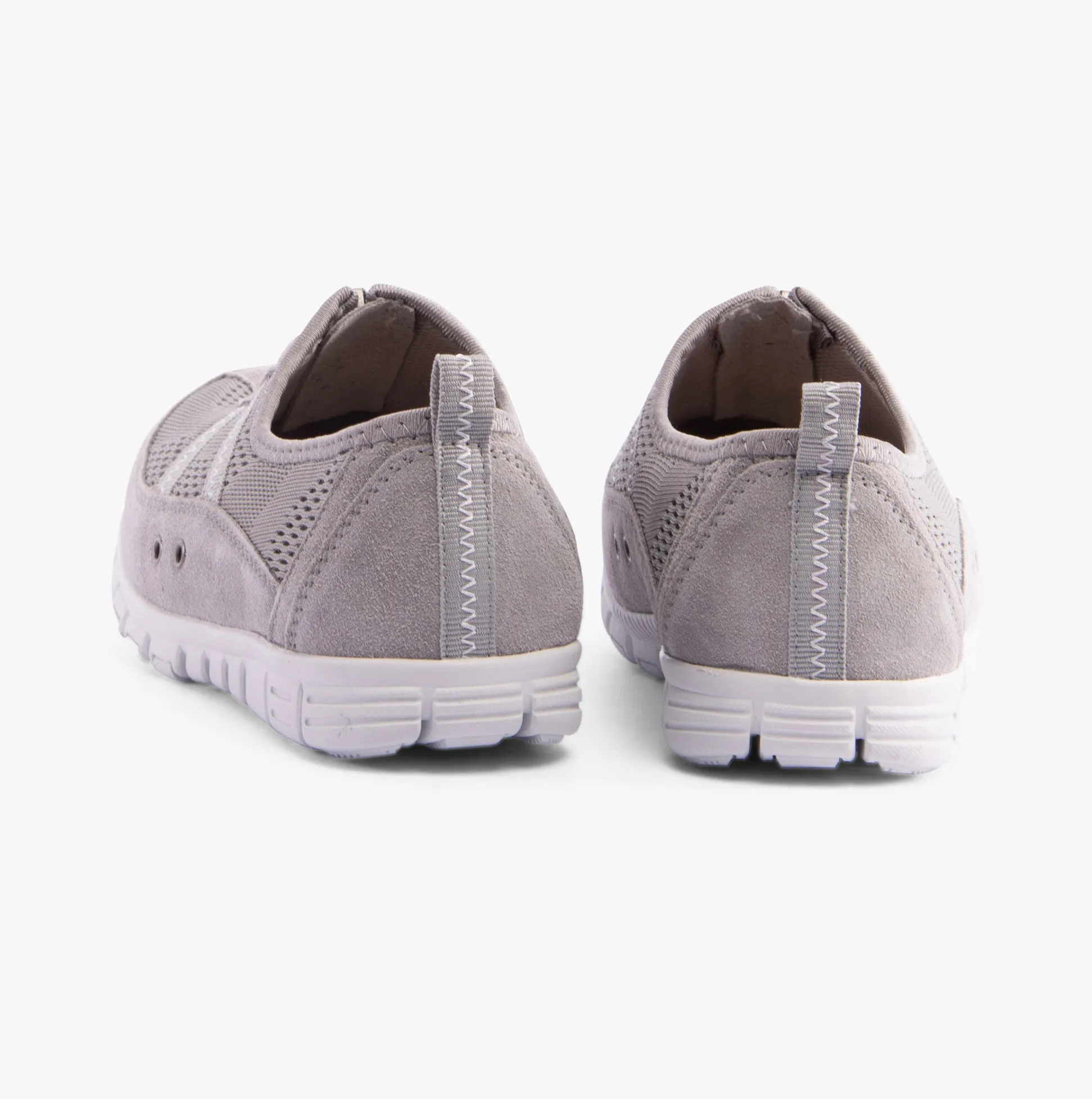 Boulevard JAYNE Womens Suede Wide Fit Casual Shoes Grey