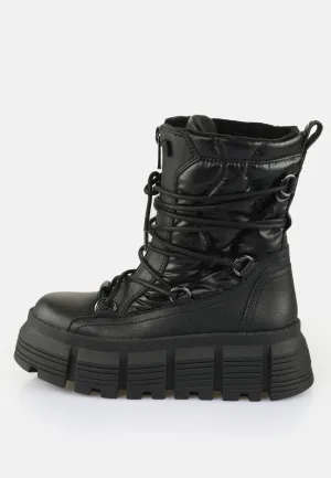 Buffalo - Ava Puffer Hike Vegan Nappa/Nylon Black - Girl Shoes