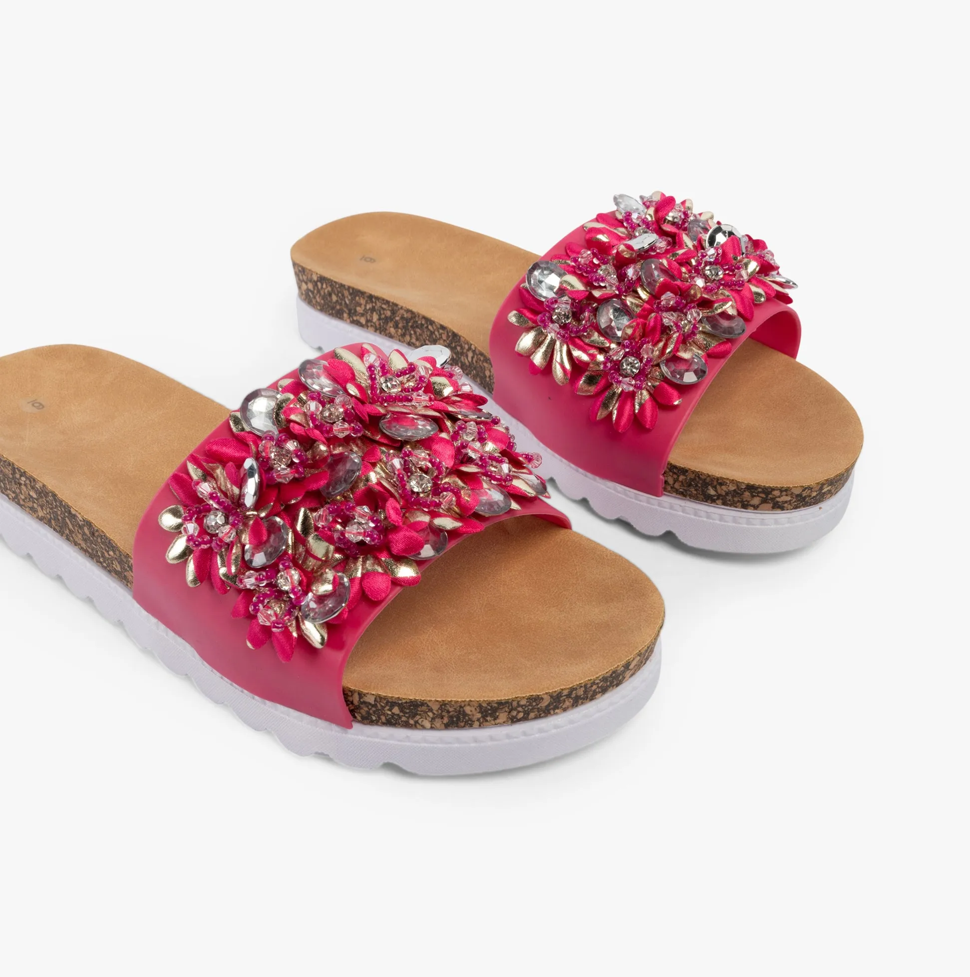 Dr Keller GLITZY Womens Slides Fushia Pink