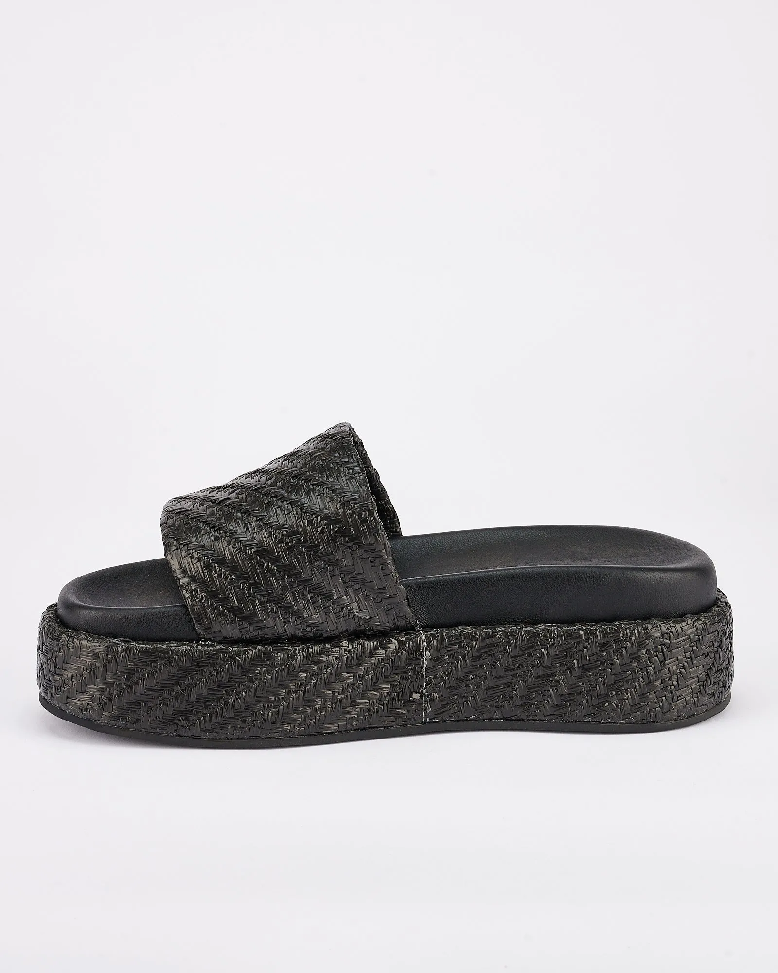 Dustin Flatform Black Raffia SOL SANA