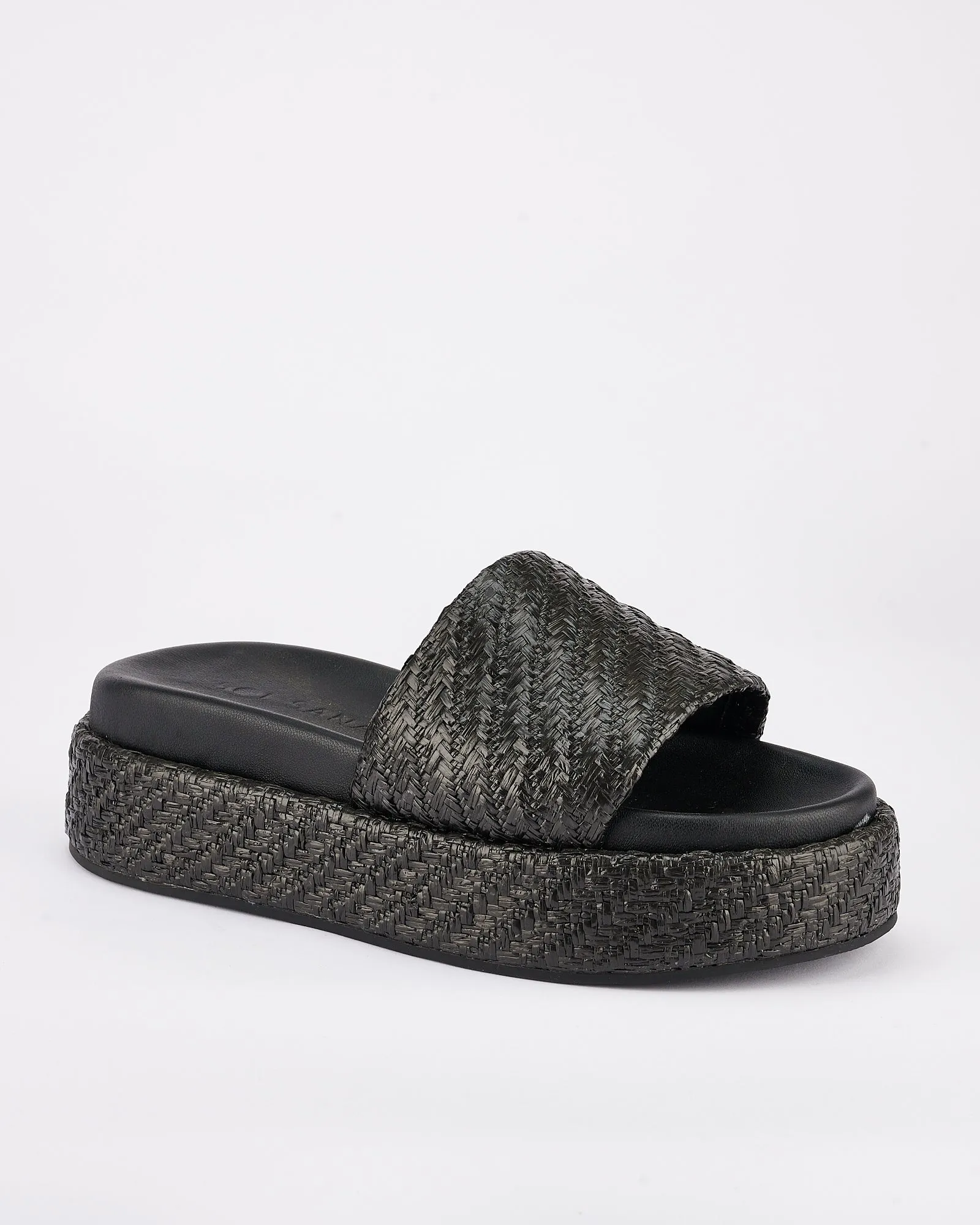 Dustin Flatform Black Raffia SOL SANA