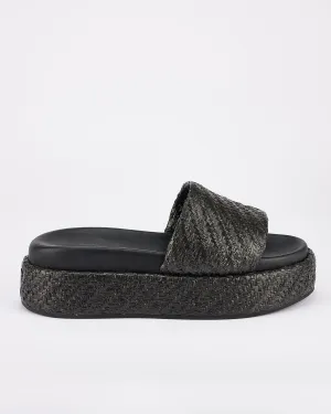 Dustin Flatform Black Raffia SOL SANA
