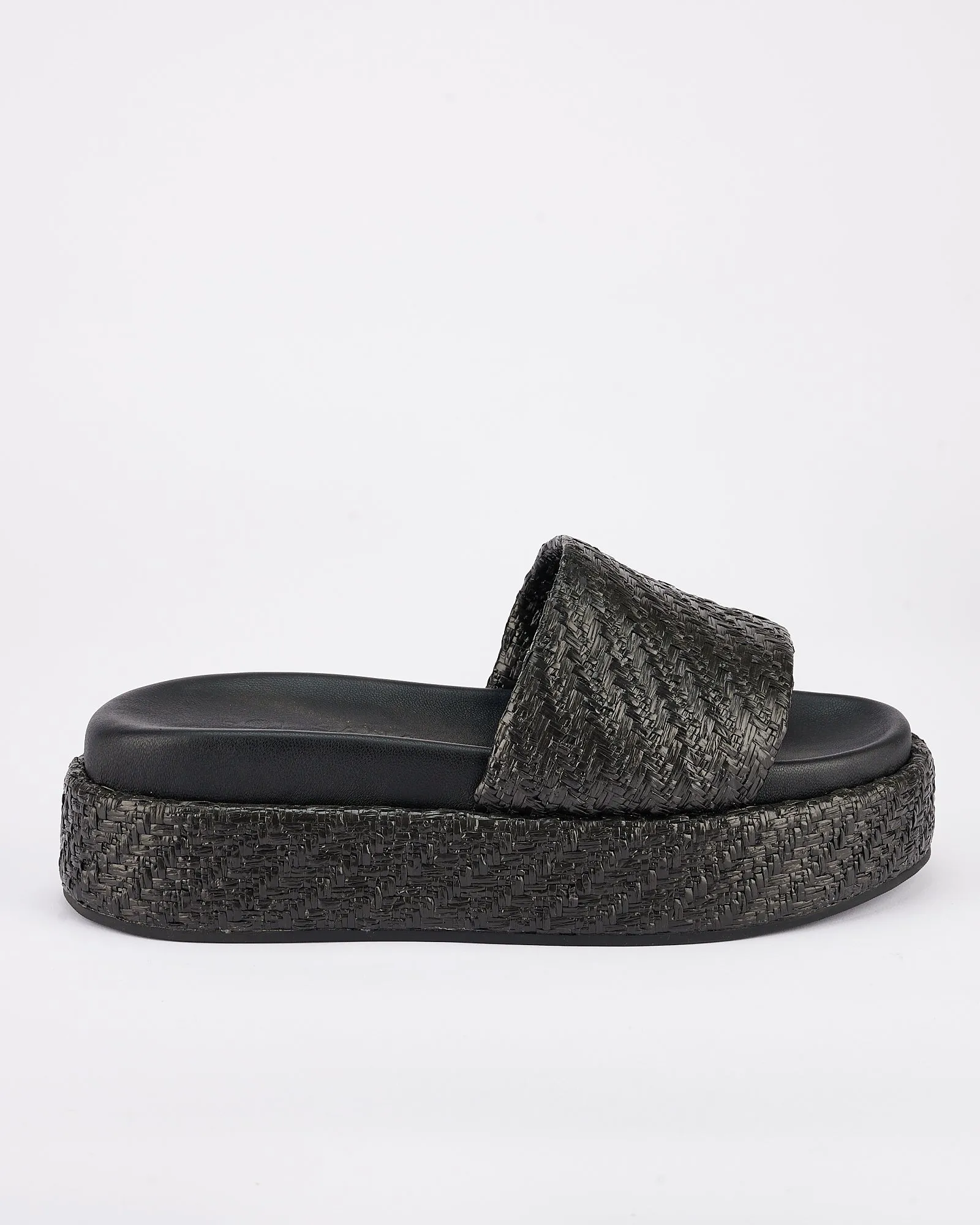 Dustin Flatform Black Raffia SOL SANA