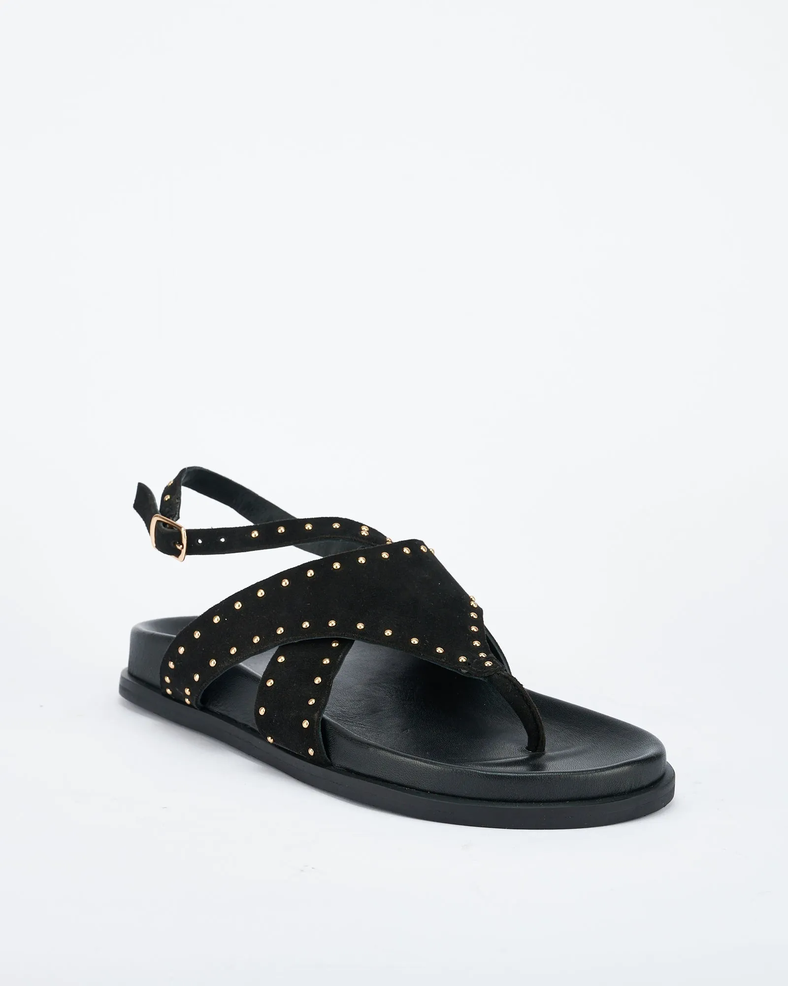 Faust Footbed Black Suede/Gold SOL SANA