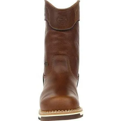 Georgia Men's Amped Lightweight 10" Waterproof Wellington Work Boot- Brown- GB00369