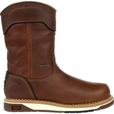 Georgia Men's Amped Lightweight 10" Waterproof Wellington Work Boot- Brown- GB00369