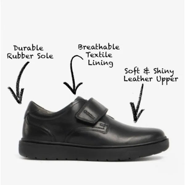 GEOX RIDDOCK Boys Single Strap School Shoes Black