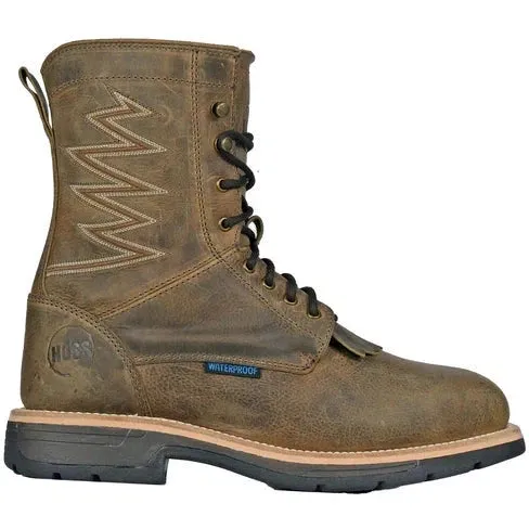 Hoss Men's Brisbee 8" Lacer Composite Toe Slip Resistant Work Boot- Brown- 94062