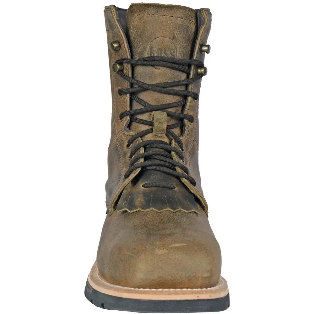 Hoss Men's Brisbee 8" Lacer Composite Toe Slip Resistant Work Boot- Brown- 94062
