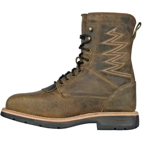Hoss Men's Brisbee 8" Lacer Composite Toe Slip Resistant Work Boot- Brown- 94062