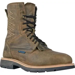 Hoss Men's Brisbee 8" Lacer Composite Toe Slip Resistant Work Boot- Brown- 94062