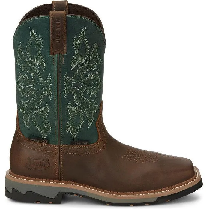 Justin Men's Bolt 11" Composite Toe Waterproof Western Work Boot -Tan- SE4105