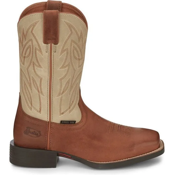 Justin Men's Canter 11" Steel Toe Slip Resistant Western Work Boot -Brown- SE4511