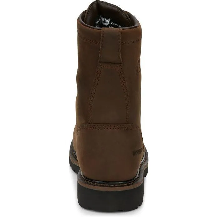 Justin Men's Drywall 8" Steel Toe Waterproof Western Work Boot -Brown- SE961