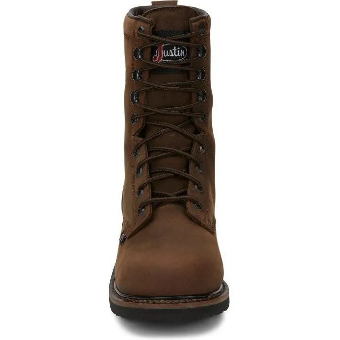 Justin Men's Drywall 8" Steel Toe Waterproof Western Work Boot -Brown- SE961