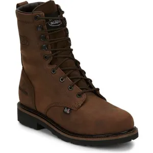 Justin Men's Drywall 8" Steel Toe Waterproof Western Work Boot -Brown- SE961