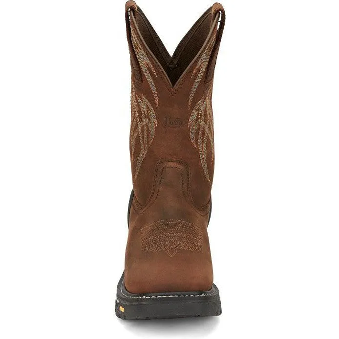 Justin Men's Frontline Hiviz 11" Waterproof Western Work Boot -Brown- CR2151