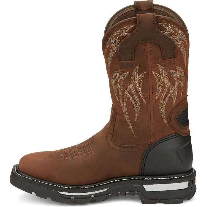 Justin Men's Frontline Hiviz 11" Waterproof Western Work Boot -Brown- CR2151