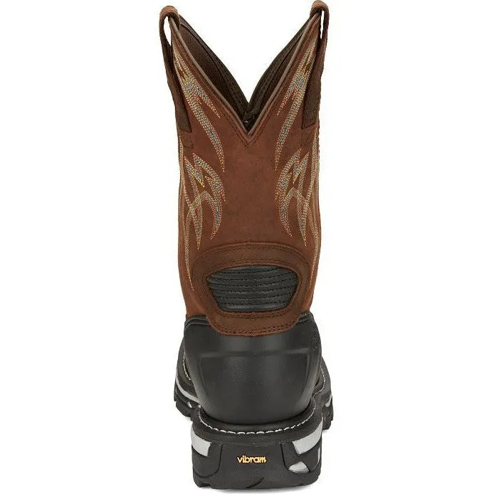 Justin Men's Frontline Hiviz 11" Waterproof Western Work Boot -Brown- CR2151