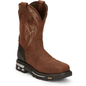 Justin Men's Frontline Hiviz 11" Waterproof Western Work Boot -Brown- CR2151