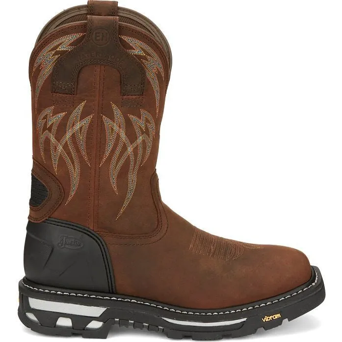 Justin Men's Frontline Hiviz 11" Waterproof Western Work Boot -Brown- CR2151