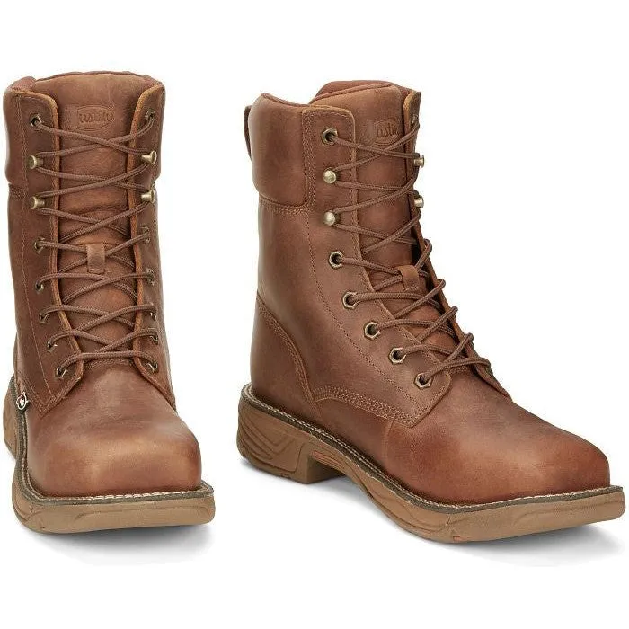 Justin Men's Rush 8" Nano Composite Toe Waterproof Western Work Boot -Brown- SE468