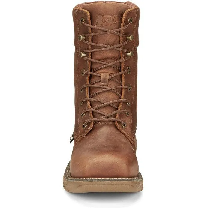 Justin Men's Rush 8" Nano Composite Toe Waterproof Western Work Boot -Brown- SE468
