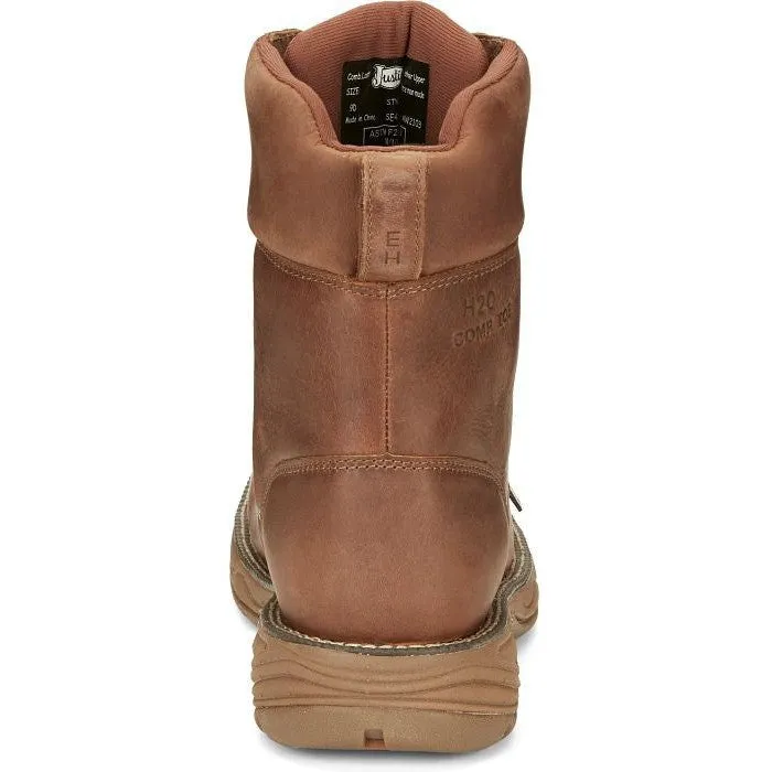 Justin Men's Rush 8" Nano Composite Toe Waterproof Western Work Boot -Brown- SE468