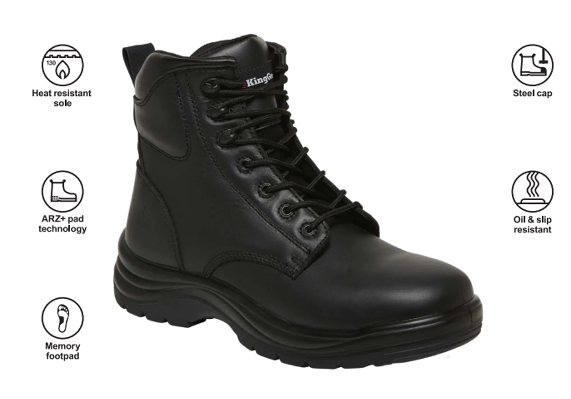 KingGee Mens Comfortable Cook Lace Up Leather Safety Work Boots