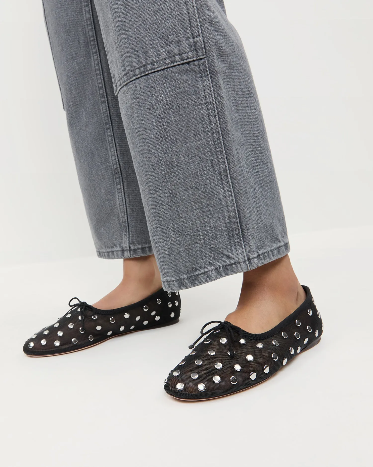 Landon Black/Silver Mesh Ballet Flat -LOEFFLER RANDALL