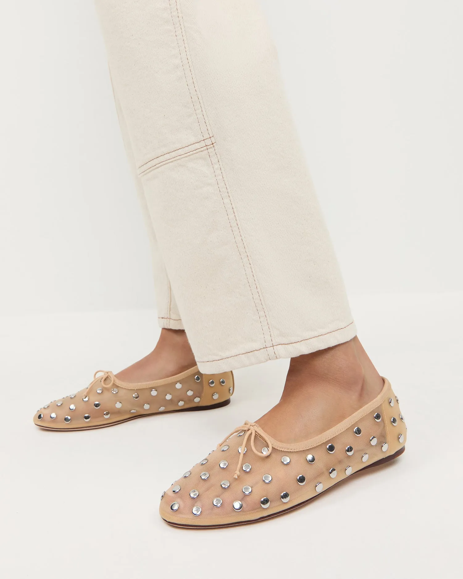 Landon Caramel/Silver Mesh Ballet Flat -LOEFFLER RANDALL