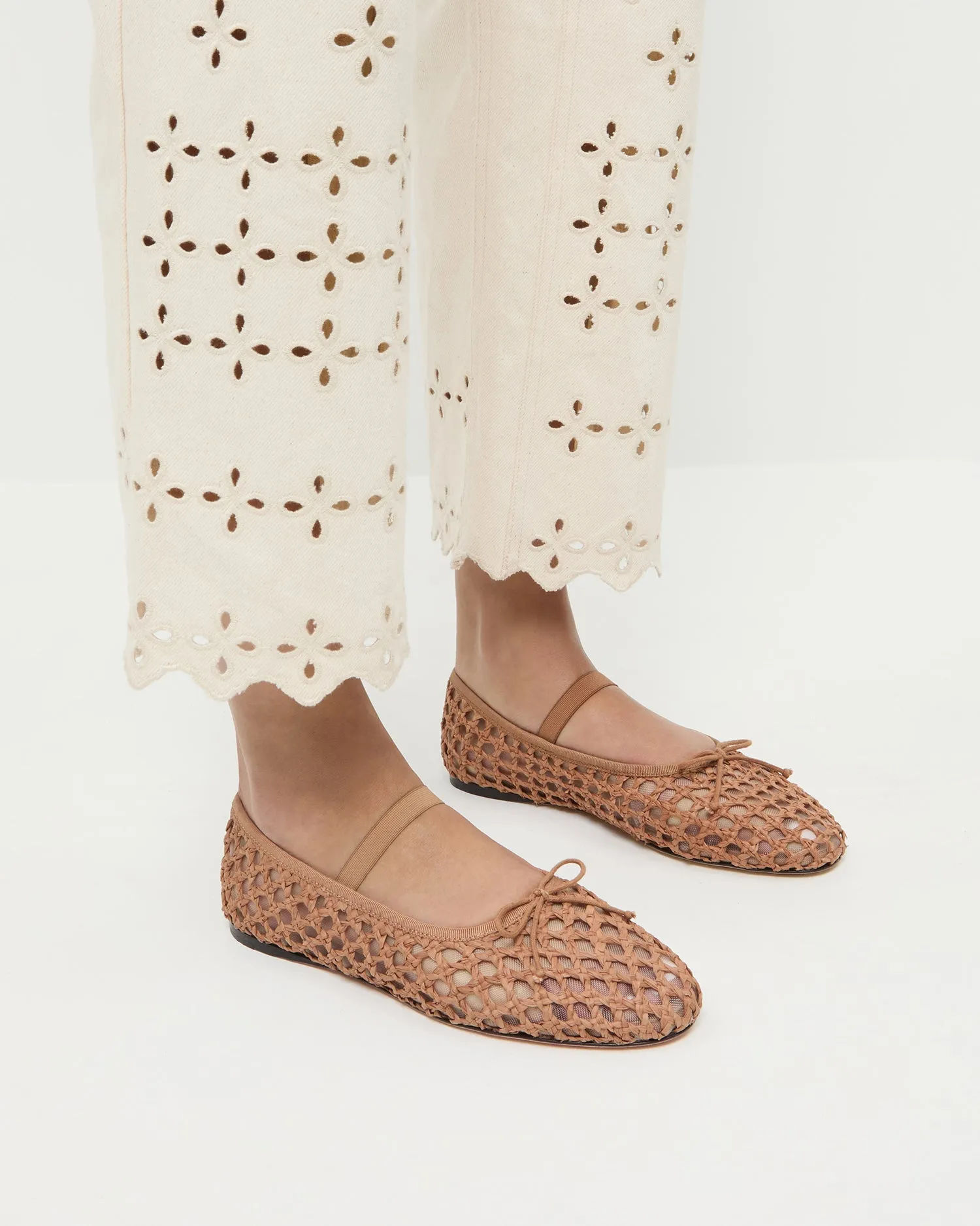 Leonie Brown Crochet Ballet Flat -LOEFFLER RANDALL