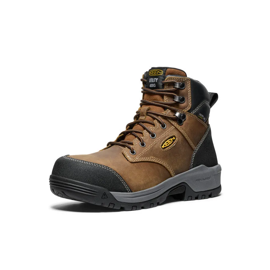 Men's Evanston 6" Insulated Waterproof Boot (Carbon Toe)  |  Bison/Black KEEN