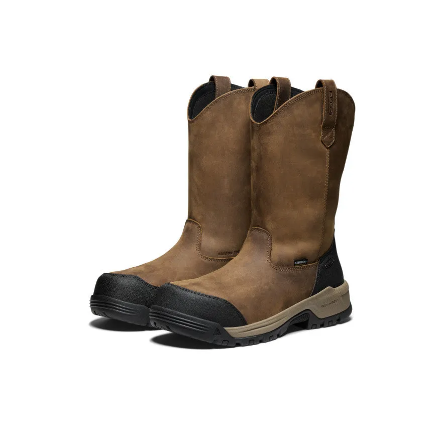 Men's Evanston Pull-On Waterproof Boot (Carbon Toe)  |  Bison/Black KEEN