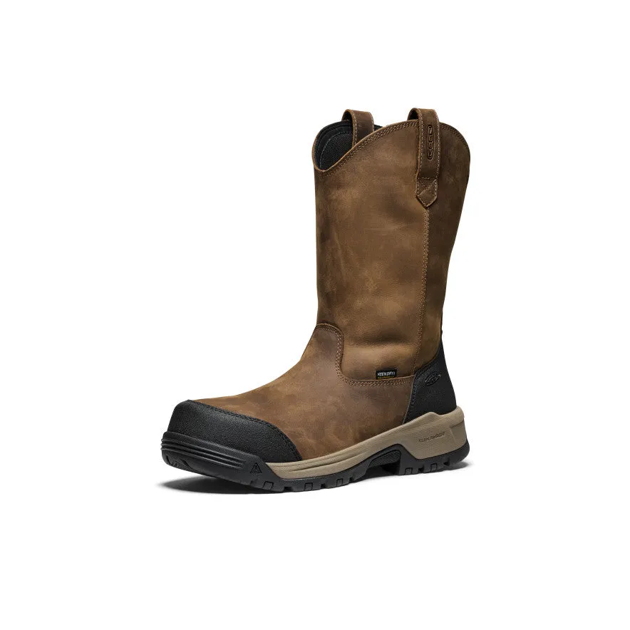 Men's Evanston Pull-On Waterproof Boot (Carbon Toe)  |  Bison/Black KEEN