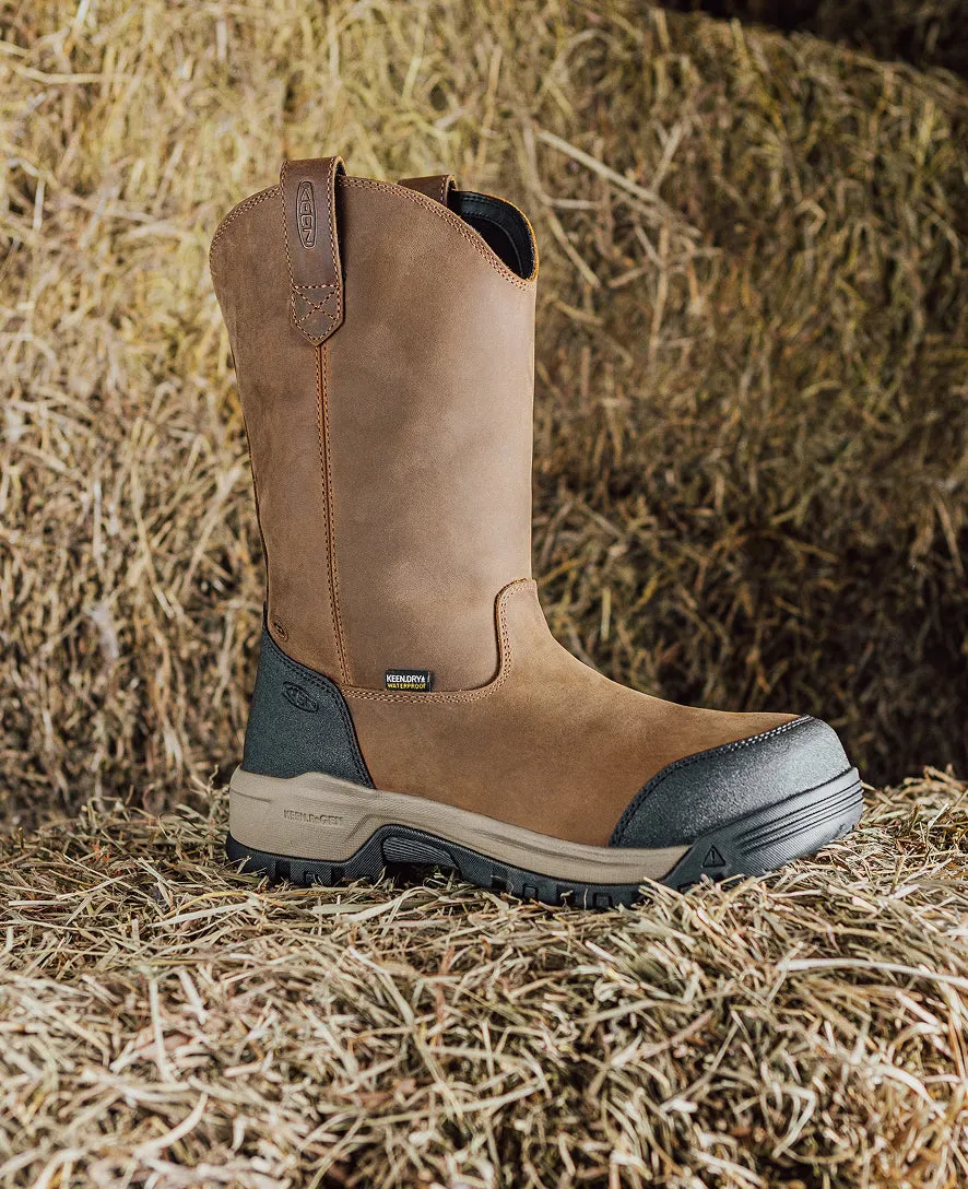 Men's Evanston Pull-On Waterproof Boot (Soft Toe)  |  Bison/Black KEEN