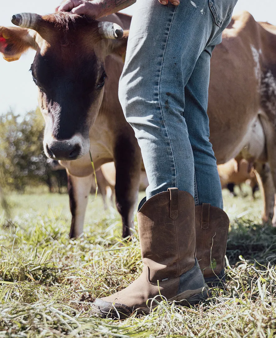 Men's Evanston Pull-On Waterproof Boot (Soft Toe)  |  Bison/Black KEEN
