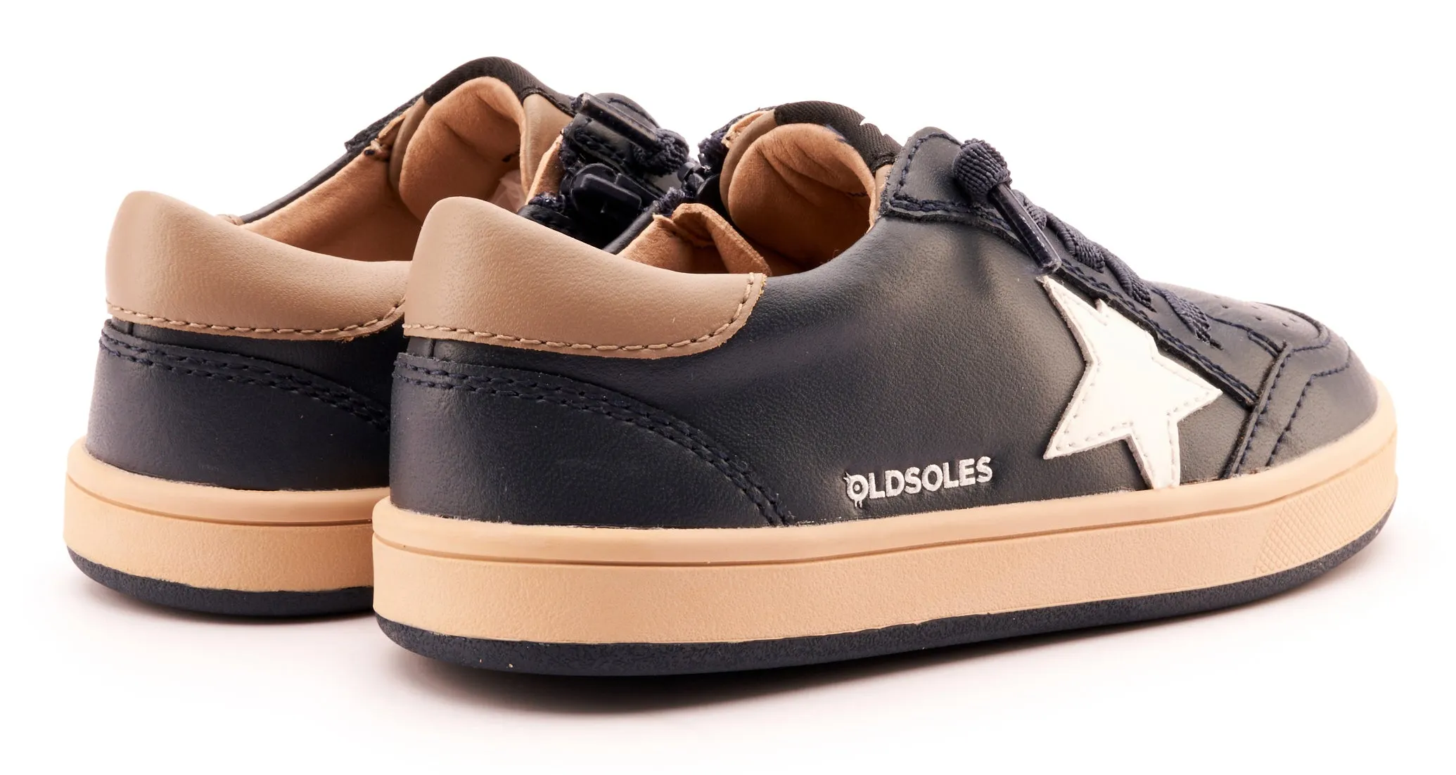 Old Soles Boy's and Girl's 1006 Platinum Runner Casual Shoes - Navy / Snow / Taupe / Natural Navy Sole