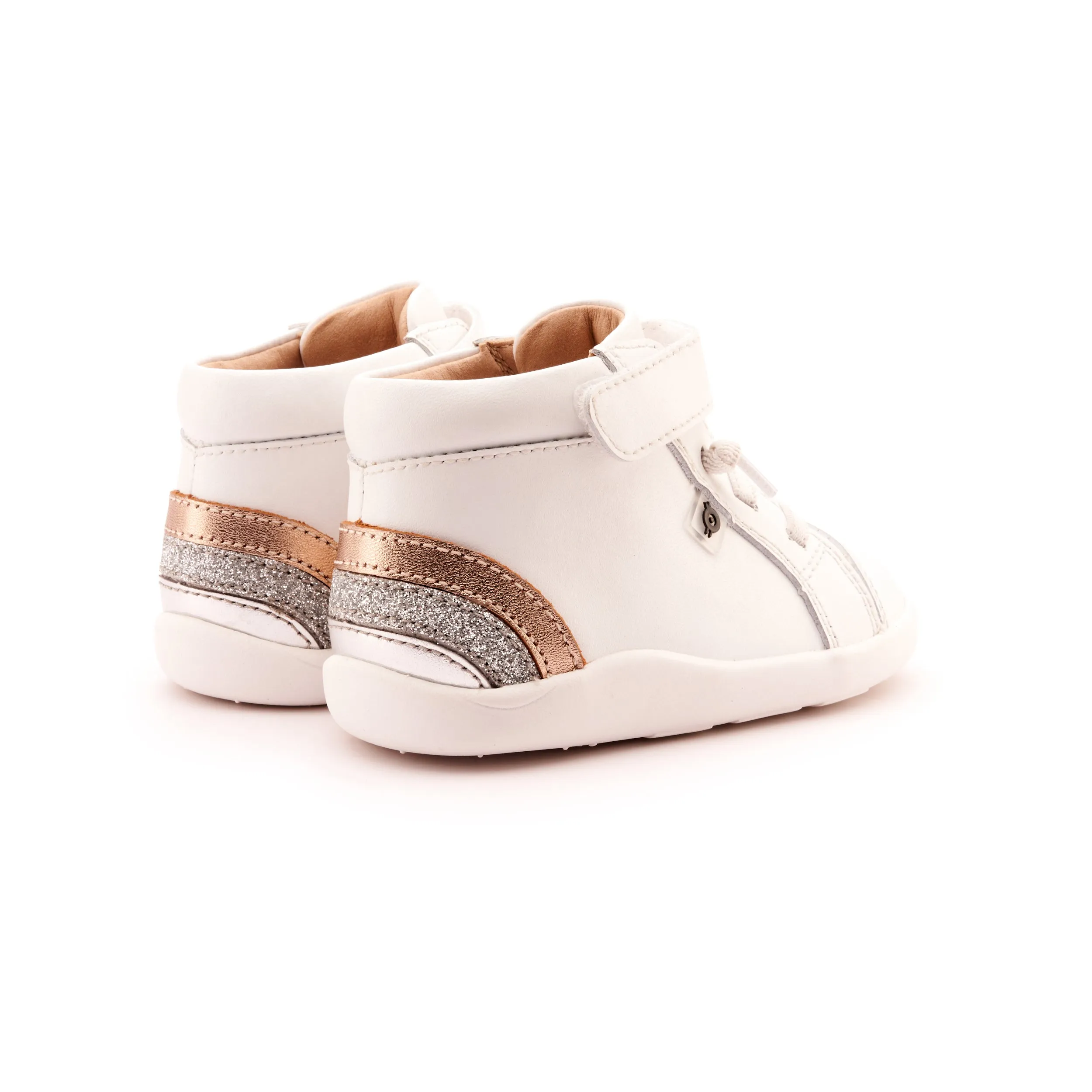 Old Soles Girl's 8042 Rainbow Ground Casual Shoes - Snow / Copper / Glam Argent