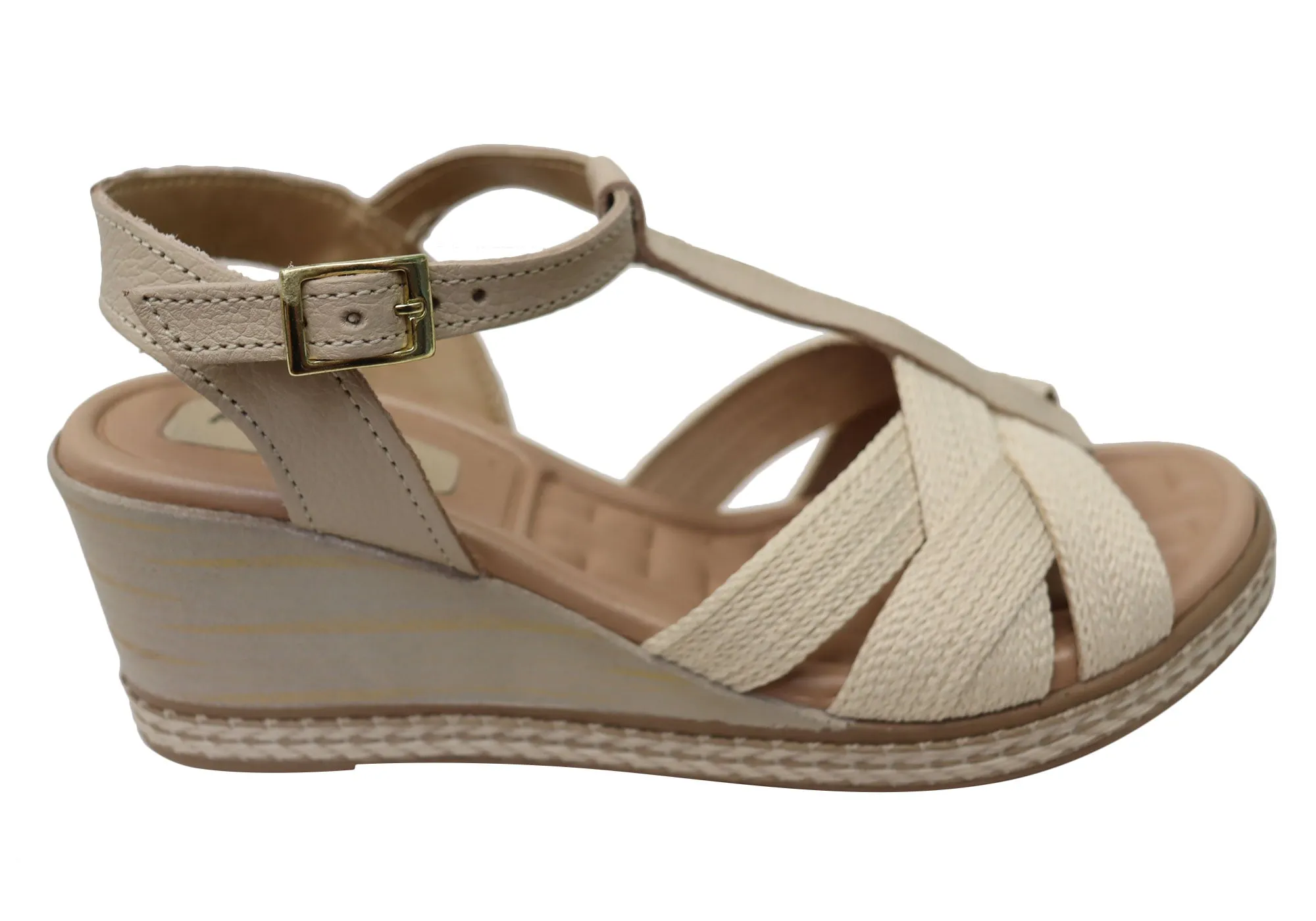 Pegada Carlisle Womens Brazilian Comfortable Leather Wedge Sandals