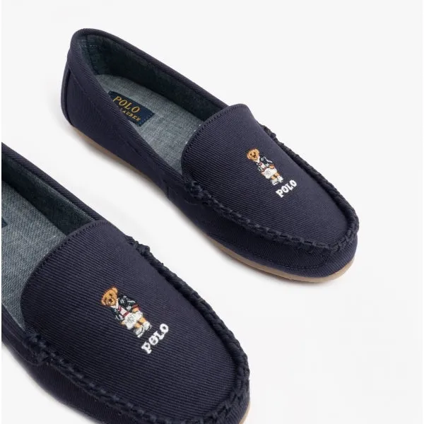 Polo Ralph Lauren DECLAN BEAR Womens Moccasin Slippers Navy