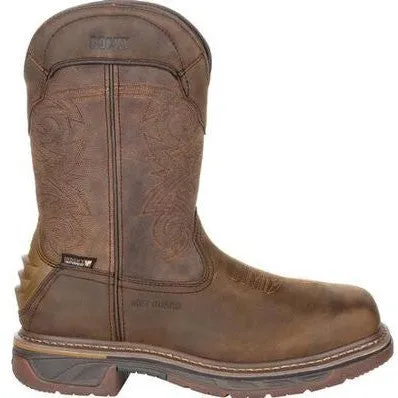 Rocky Men's TPU Heel 11" Square Toe Waterproof Met Guard Western Boot -Brown- RKW0288