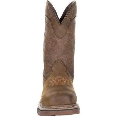 Rocky Men's TPU Heel 11" Square Toe Waterproof Met Guard Western Boot -Brown- RKW0288