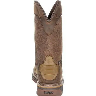 Rocky Men's TPU Heel 11" Square Toe Waterproof Met Guard Western Boot -Brown- RKW0288