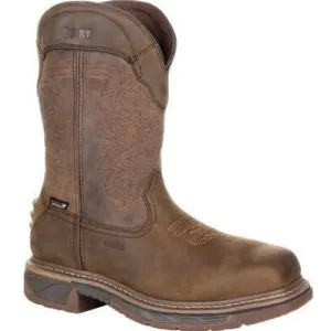 Rocky Men's TPU Heel 11" Square Toe Waterproof Met Guard Western Boot -Brown- RKW0288