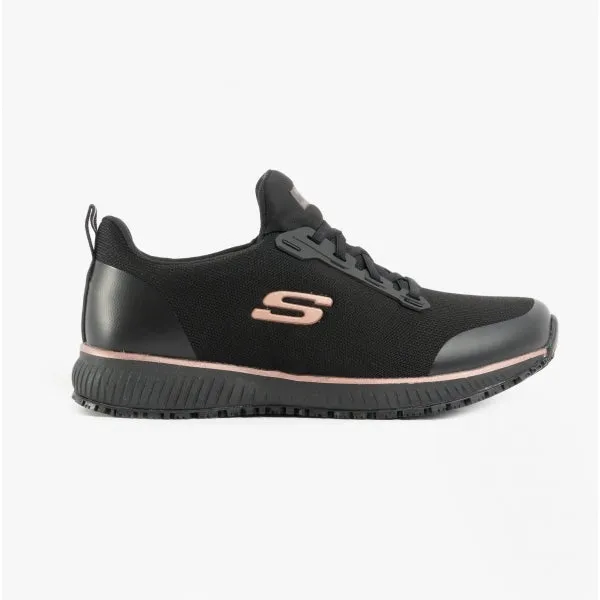 Skechers Work 77222EC/BKRG SQUAD SR Womens Occupational Trainers Black/Rose Gold
